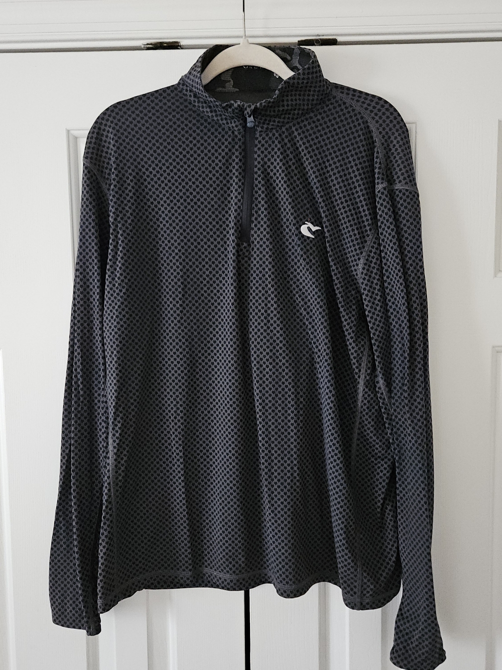 Greyson Men's L Gray Blue Geometric Fox 1/4 Zip Mock Neck Golf Pullover Top